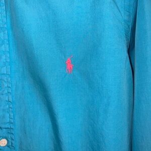 Ralph Lauren Turquoise Shirt with Pink Logo